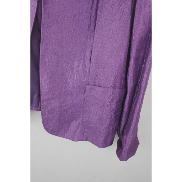 Women's Petite Tan Jay Retro Purple Open Front Blazer Size‎ 14P Hook Close - Picture 3 of 7